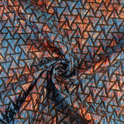 triangle metal fabrics|Triangle Scale Metal Brocade Fabric in Blue .